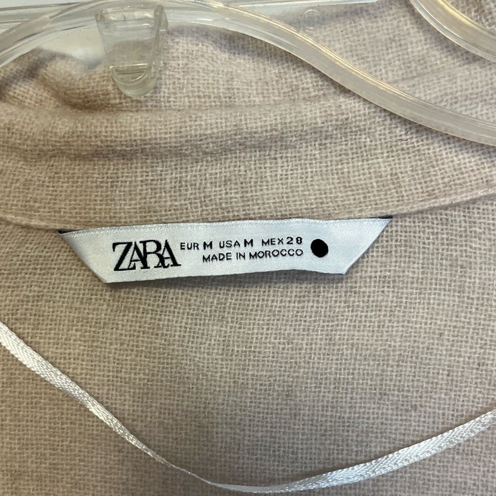 Zara Wool Double Breasted Tie Waist Shirt Asymmetrical Hem Sz M - Picture 9 of 11